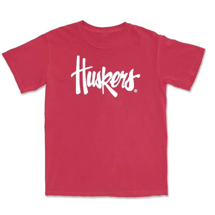 Men's basketball T-shirts stylish-comfort -Red Men's Basketball Huskers Tee - Samuel Hoiberg