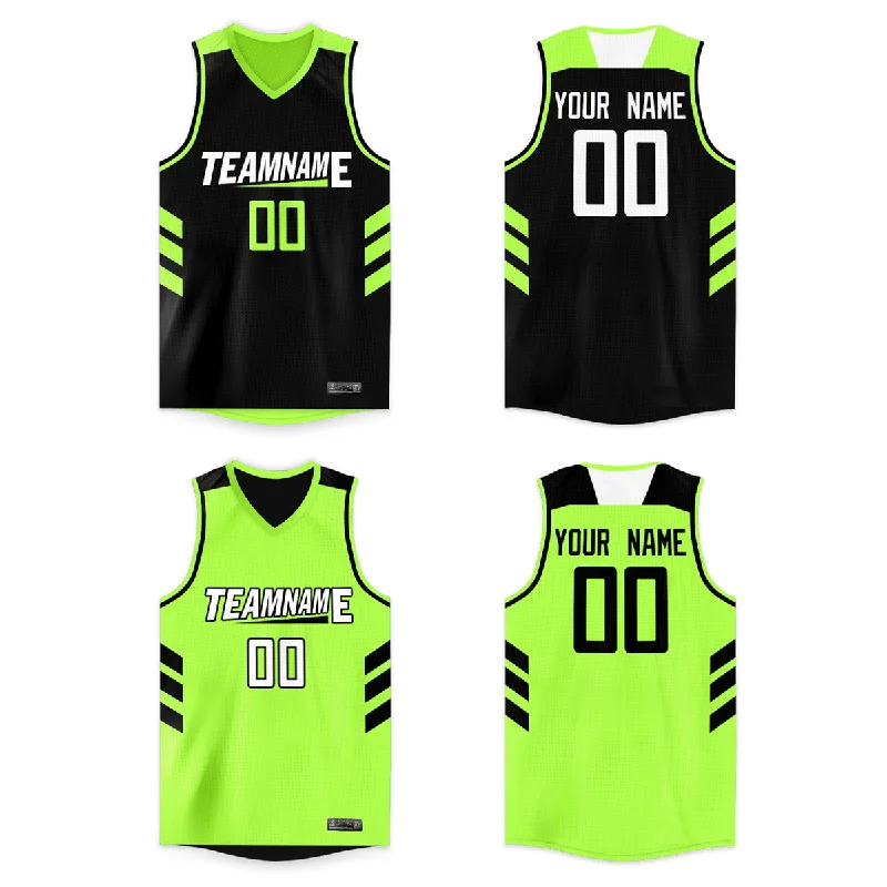 Basketball jerseys vintage-court -Custom Neon Green Black Double Side Tops Basketball Jersey