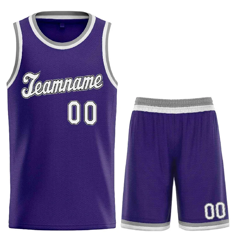 Basketball jerseys winter -Custom Purple White-Black Classic Sets Sports Uniform Basketball Jersey