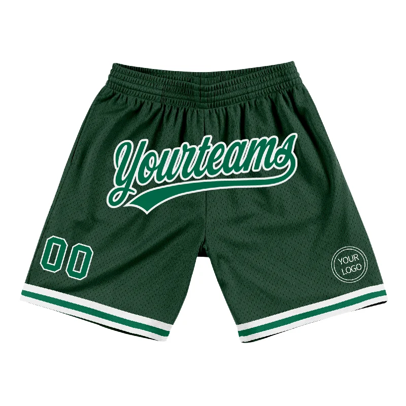 Men's basketball shorts pro bundle -Custom Hunter Green Kelly Green-White Authentic Throwback Basketball Shorts