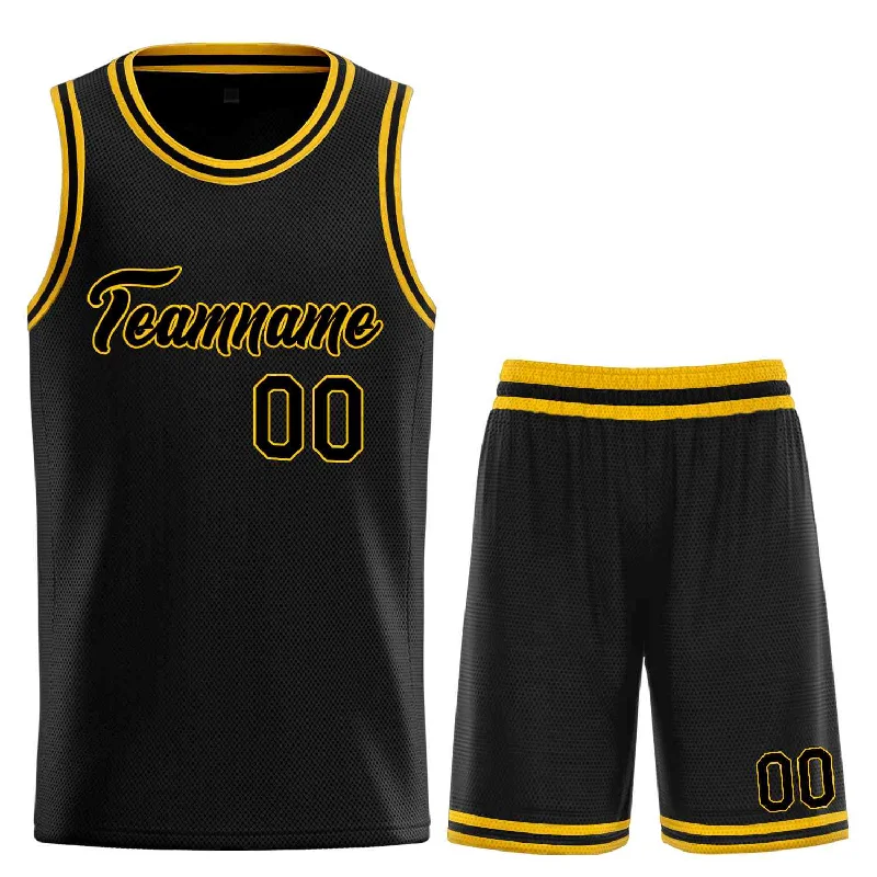 Basketball jerseys pro-modern -Custom Black Yellow Heal Sports Uniform Classic Sets Basketball Jersey