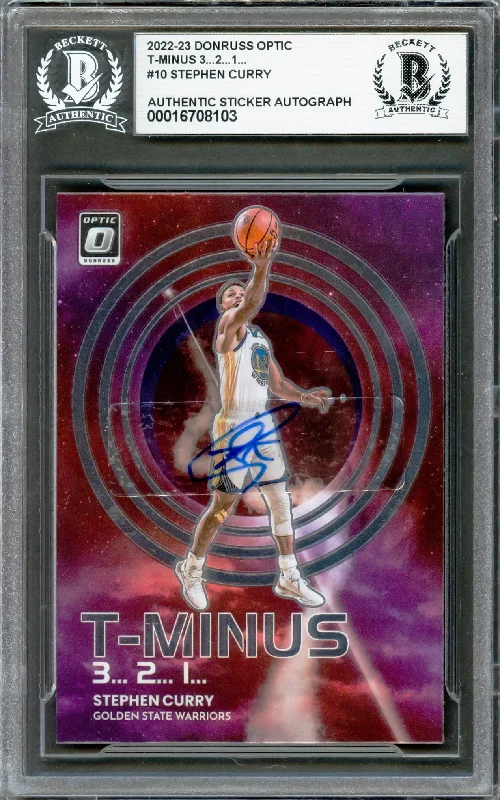 Basketball cards storage-rarity -Stephen Curry Autographed 2022-23 Donruss Optic T-Minus Card #10 Golden State Warriors Beckett BAS #16708103