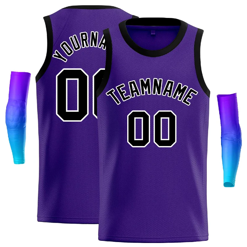 Basketball jerseys quick-release -Custom Purple Black-White Classic Tops Casual Basketball Jersey