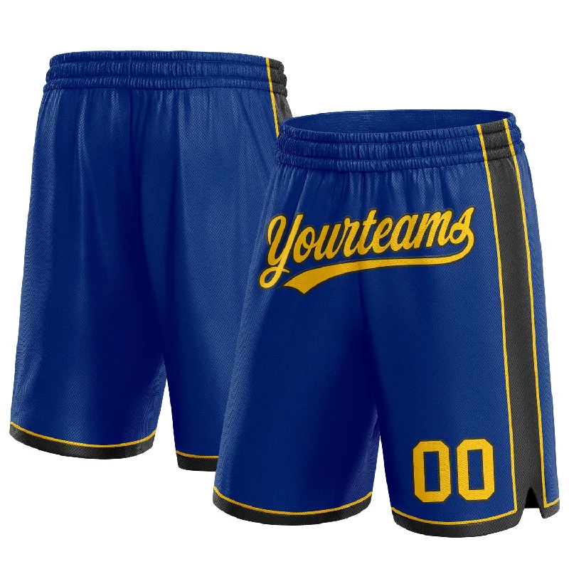 Men's basketball shorts cool outfit -Custom Royal Yellow-Black Authentic Basketball Shorts