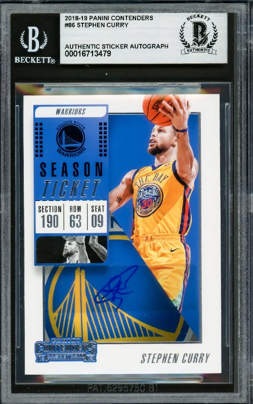 Basketball cards redemption-rare -Stephen Curry Autographed 2018-19 Playoff Contenders Card #86 Golden State Warriors Beckett BAS #16713479