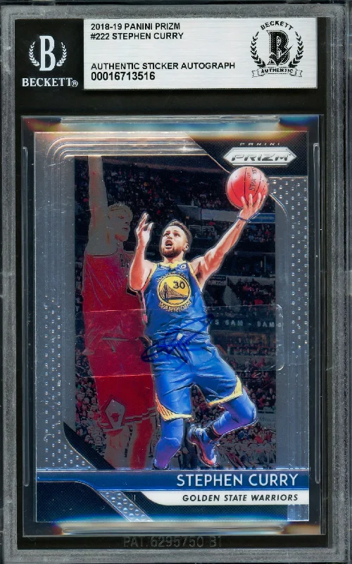 Basketball cards undervalued-rare -Stephen Curry Autographed 2018-19 Panini Prizm Card #222 Golden State Warriors Beckett BAS