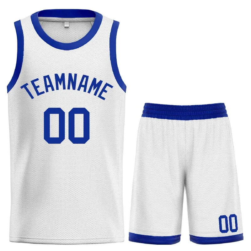 Basketball jerseys premium -Custom White Royal-Classic Sets Curved Basketball Jersey