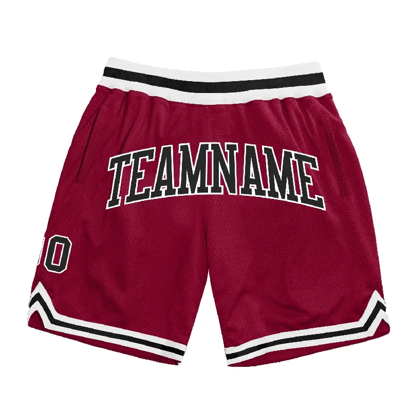 Men's basketball shorts ultralight style -Custom Maroon Black-White Authentic Throwback Basketball Shorts