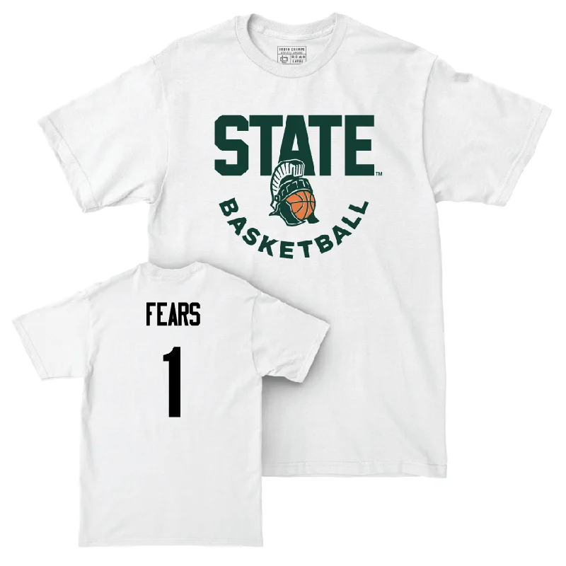 Men's basketball T-shirts modern-fan -Men's Basketball White Helmet Comfort Colors Tee   - Jeremy Fears