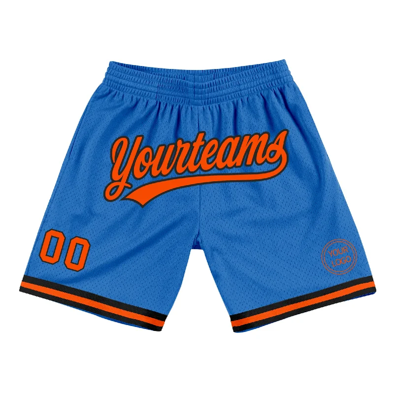 Men's basketball shorts team gear -Custom Blue Orange-Black Authentic Throwback Basketball Shorts