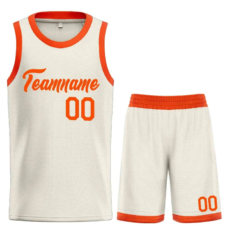 Basketball jerseys oversized -Custom Cream Orange Heal Sports Uniform Classic Sets Basketball Jersey