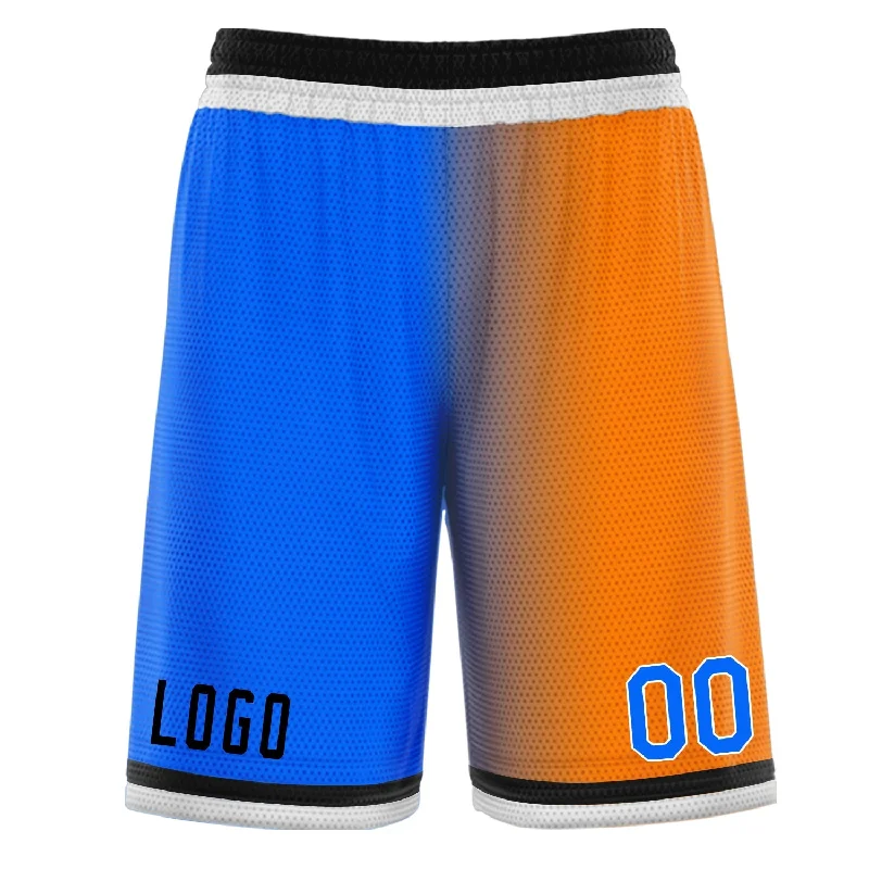 Men's basketball shorts new styles -Custom Blue Orange Gradient Fashion Basketball Shorts