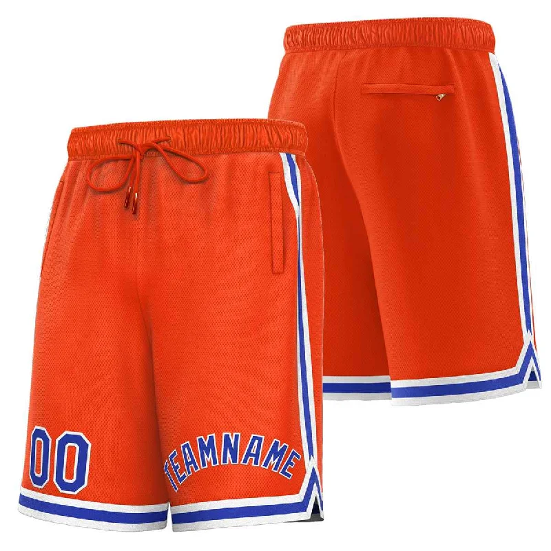 Men's basketball shorts online store -Custom Orange Royal-White Sport Basketball Shorts