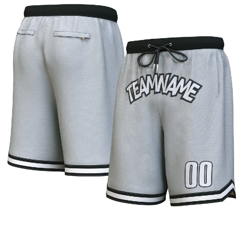 Men's basketball shorts casual wear -Custom Gray White-Black Personalized Basketball Shorts