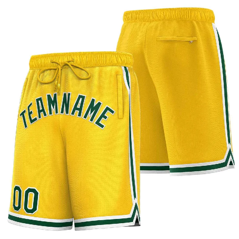 Men's basketball shorts squad special -Custom Yellow Green-White Sport Basketball Shorts