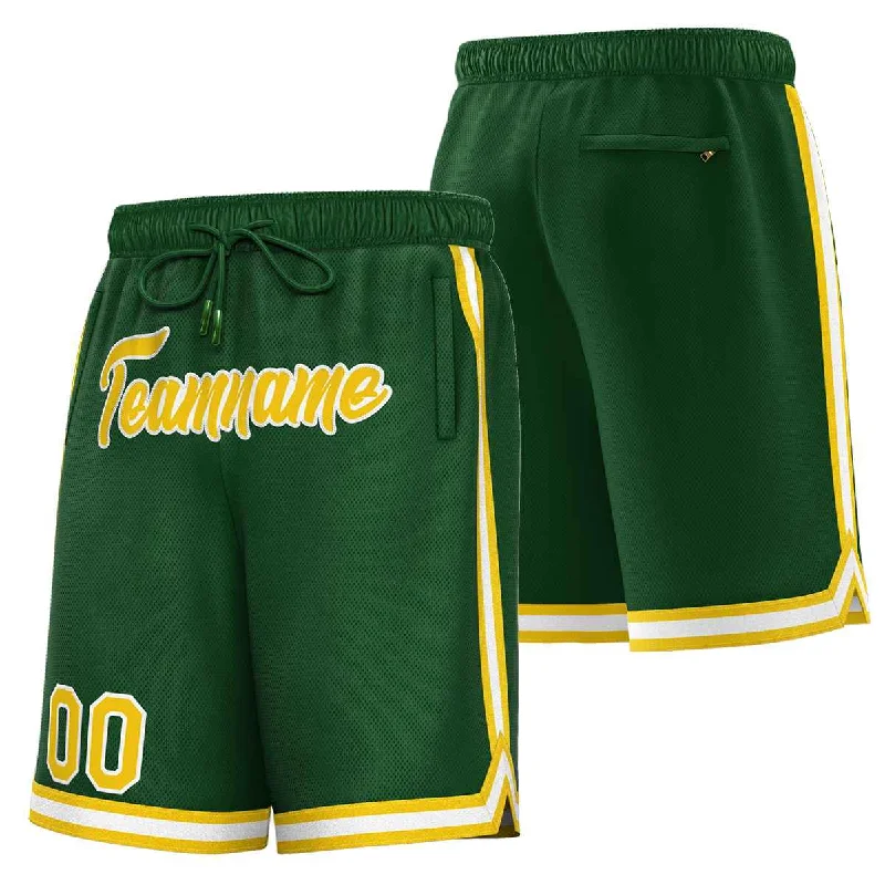 Men's basketball shorts team shorts -Custom Green Yellow-White Sport Basketball Shorts