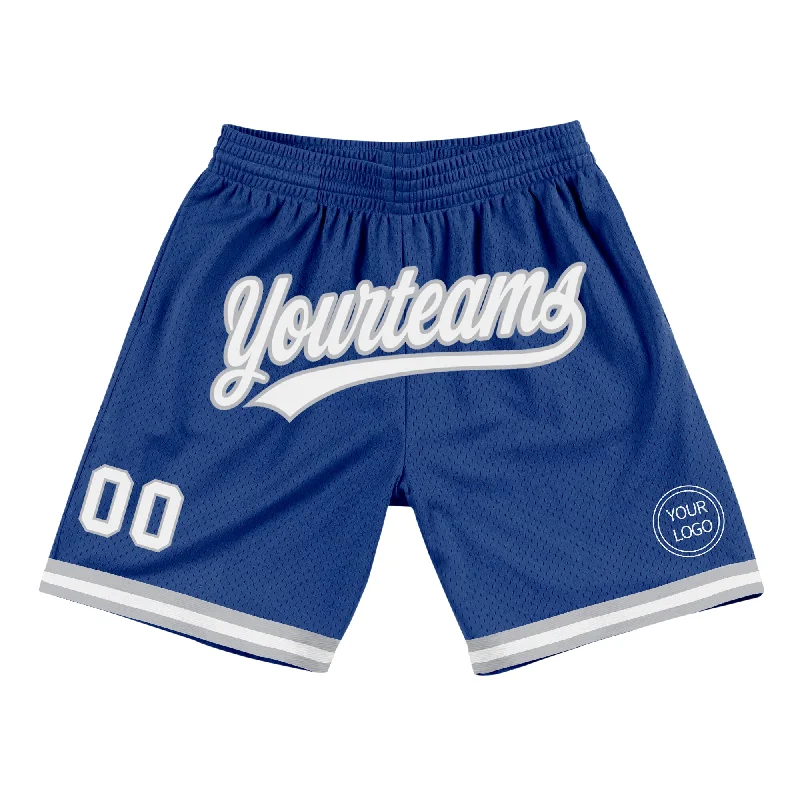 Men's basketball shorts sport special -Custom Royal White-Gray Authentic Throwback Basketball Shorts