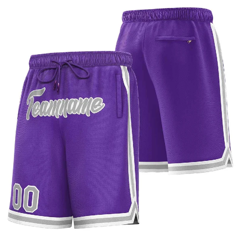 Men's basketball shorts budget set -Custom Purple Gray-White Sport Basketball Shorts