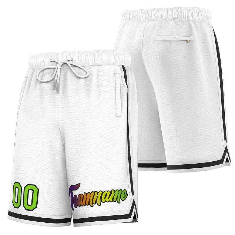 Men's basketball shorts vivid patterns -Custom White Black Sport Basketball Shorts