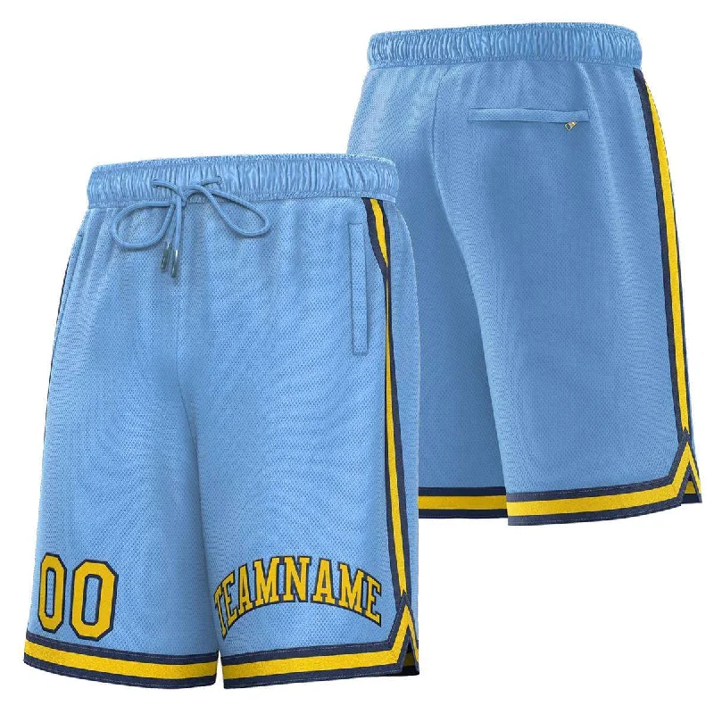 Men's basketball shorts intense-play pair -Custom Powder Blue Gold-Black Sport Basketball Shorts