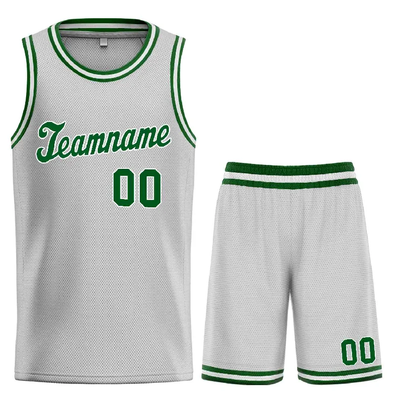 Basketball jerseys lightweight-mesh -Custom Gray Green-White Classic Sets Sports Uniform Basketball Jersey