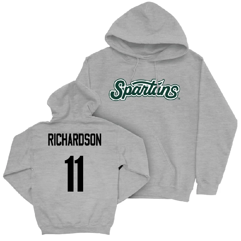 Men's basketball hoodie team patches -Sport Grey Men's Basketball Script Hoodie   - Jase Richardson