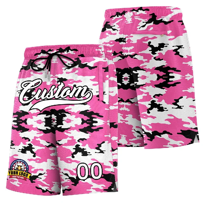 Basketball socks stylish-game -Custom Pink White Black Camo Basketball Shorts