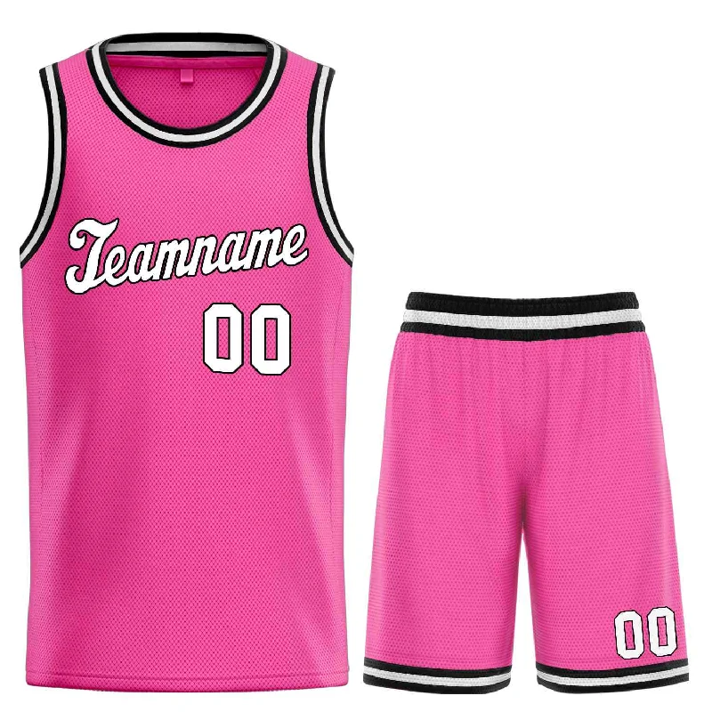 Basketball jerseys stylish -Custom Pink White-Black Classic Sets Sports Uniform Basketball Jersey