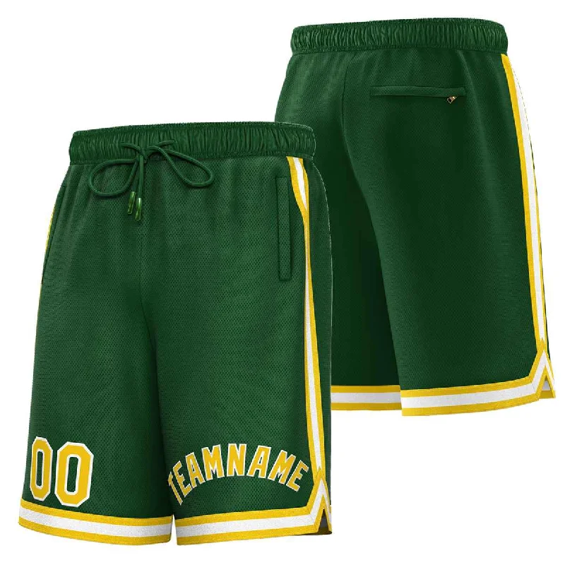 Men's basketball shorts pro ensemble -Custom Green Yellow-White Sport Basketball Shorts