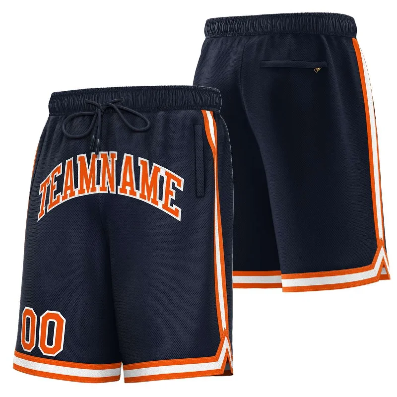 Men's basketball shorts stylish bundle -Custom Navy Orange-White Sport Basketball Shorts