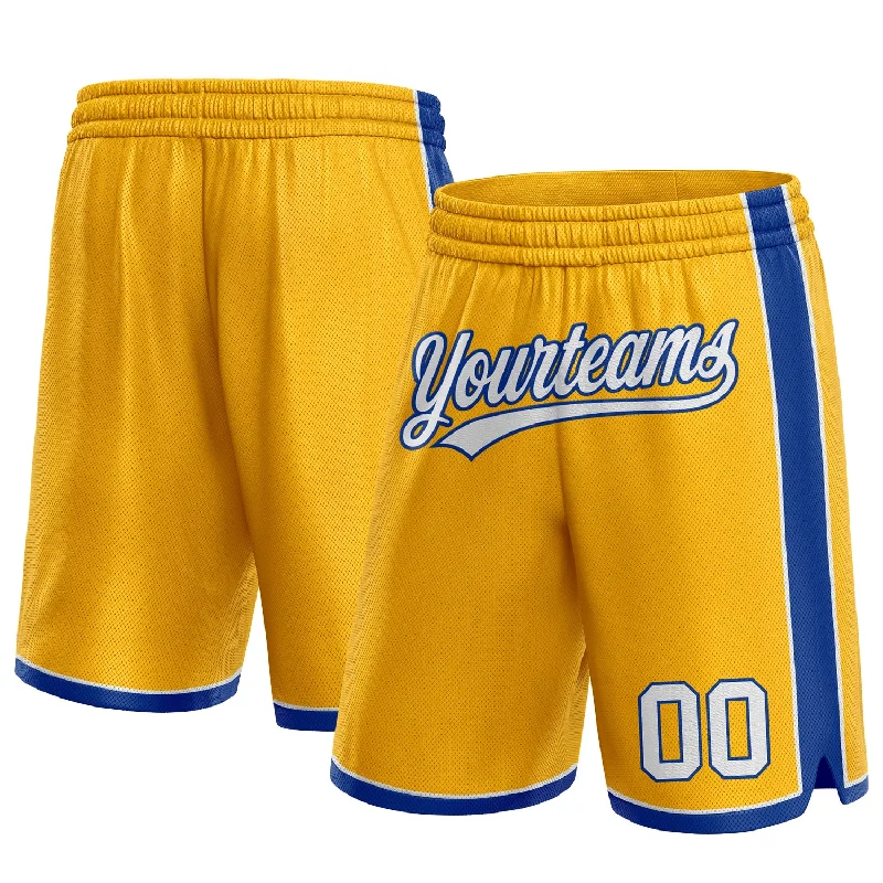 Men's basketball shorts player bundle -Custom Gold White-Royal Authentic Basketball Shorts