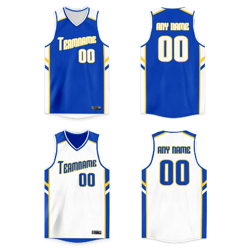 Basketball jerseys stylish-style -Custom Royal Blue-White Double Side Tops Basketball Jersey