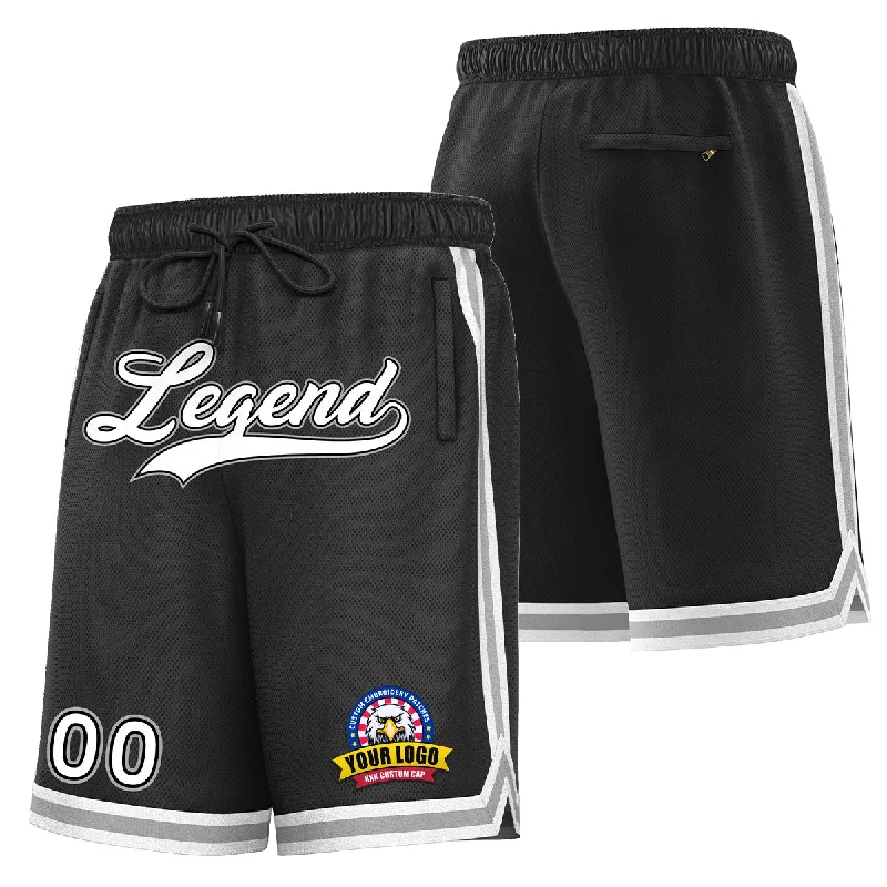 Men's basketball shorts latest trends -Custom Black White Basketball Shorts