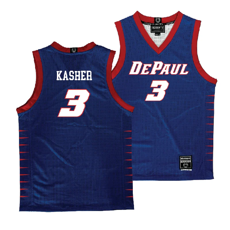 Basketball jerseys durable-retro -DePaul Men's Royal Basketball Jersey  - Nate Kasher