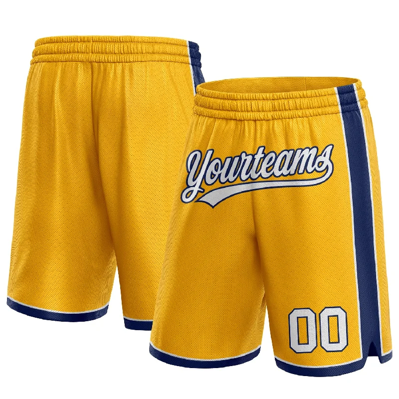 Men's basketball shorts team bundle -Custom Gold White-Navy Authentic Basketball Shorts