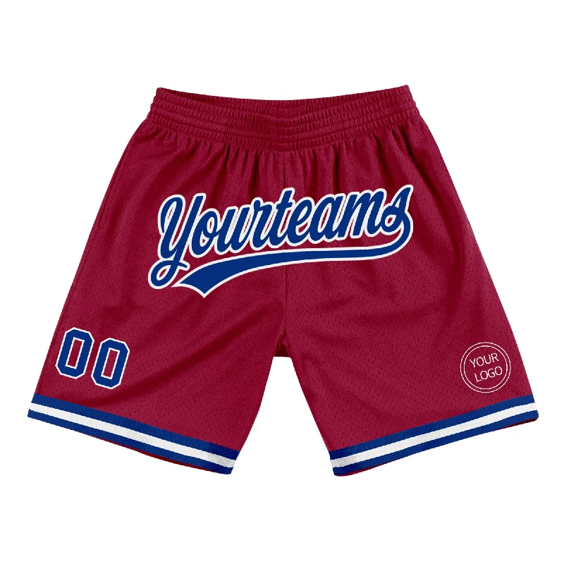 Men's basketball shorts quick-dry special -Custom Maroon Royal-White Authentic Throwback Basketball Shorts