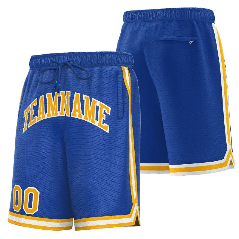 Men's basketball shorts wide size range -Custom Royal Yellow-White Sport Basketball Shorts